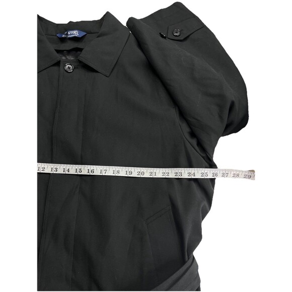 STAFFORD Men 42R Raincoat Travel Black Trenchcoat Jacket Removable Liner - Picture 13 of 15